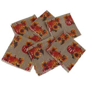 The Farmhouse Rachel Ashwell 6 Waffle Fabric Sunflower Pumpkin Fabric Napkins